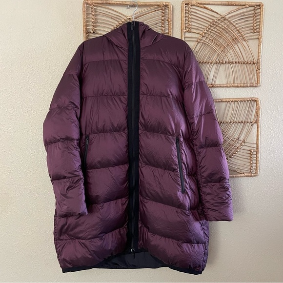 lululemon athletica Jackets & Blazers - Lululemon Cloudscape Long Puffer Goose Down Jacket Purple Dark Adobe Sz 12 B9